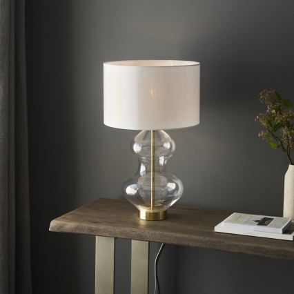 Endon 99110 - Dæmpbar bordlampe KELDA 1xE27/10W/230V hvid/guld