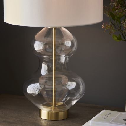 Endon 99110 - Dæmpbar bordlampe KELDA 1xE27/10W/230V hvid/guld
