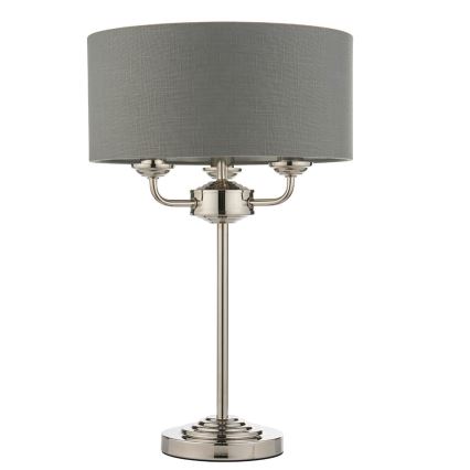 Endon 99149 - Bordlampe HIGHCLERE 3xE14/18W/230V grå/skinnende krom diameter 32 cm