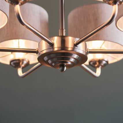 Endon 99151 - Kædeophængt lysekrone HIGHCLERE 6xE14/28W/230V grå/mat krom Ø 53 cm