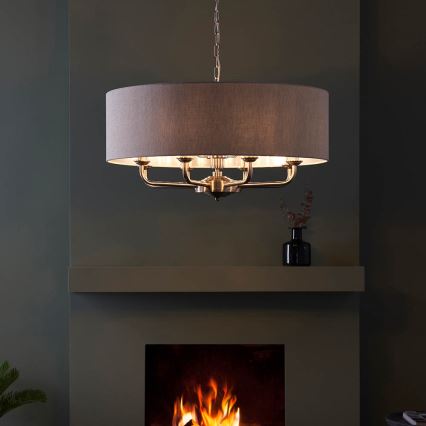 Endon 99152 - Pendel med kædeophæng HIGHCLERE 8xE14/40W/230V grå/mat krom diameter 70 cm