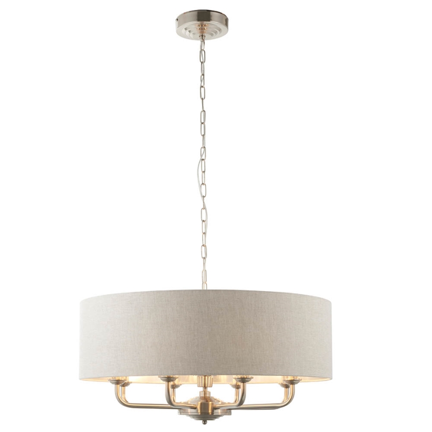 Endon 99152 - Pendel med kædeophæng HIGHCLERE 8xE14/40W/230V grå/mat krom diameter 70 cm