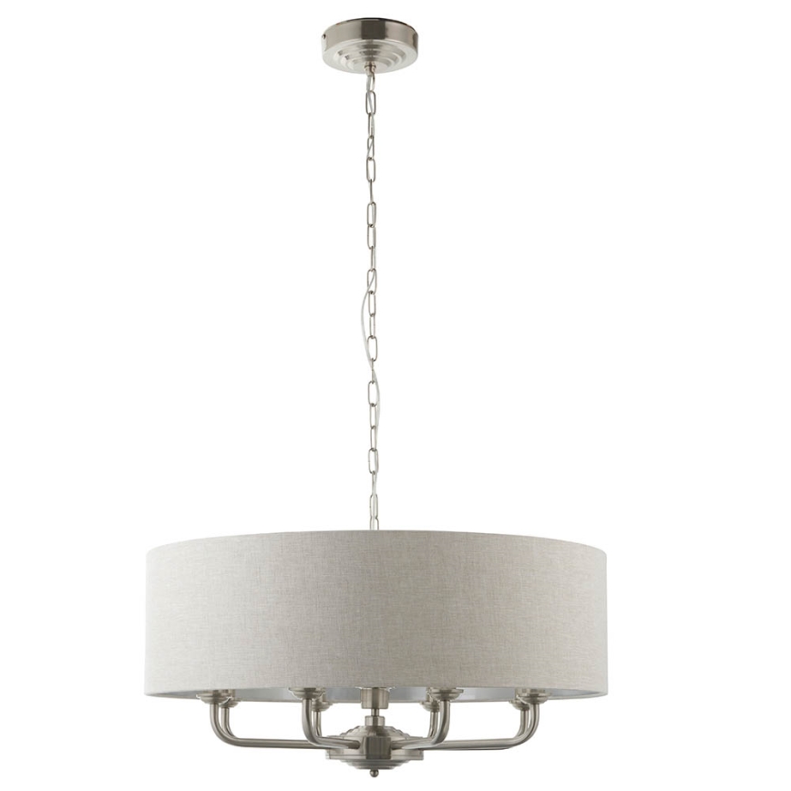 Endon 99152 - Pendel med kædeophæng HIGHCLERE 8xE14/40W/230V grå/mat krom diameter 70 cm