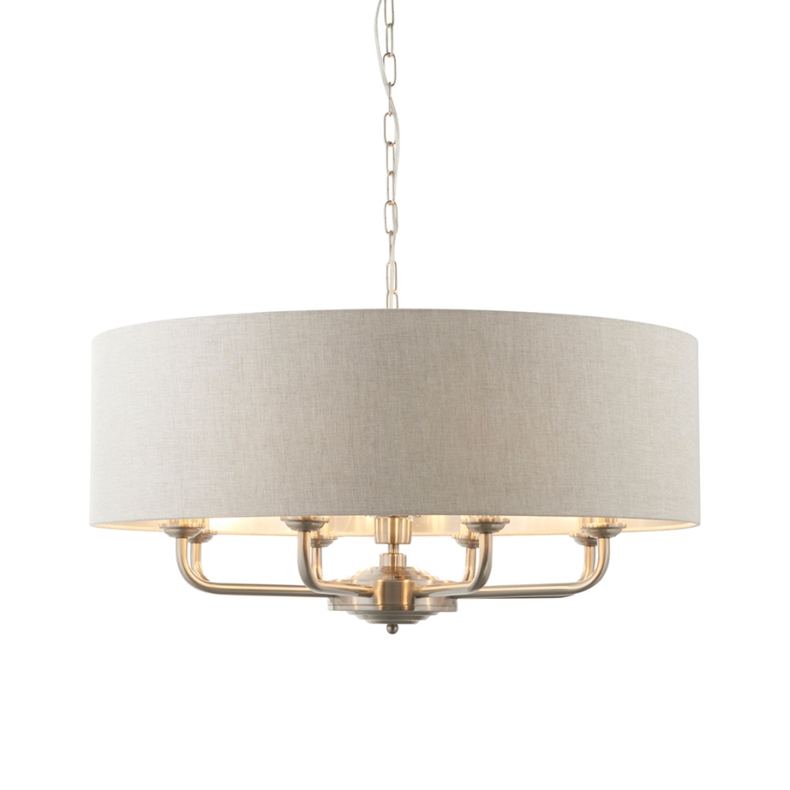 Endon 99152 - Pendel med kædeophæng HIGHCLERE 8xE14/40W/230V grå/mat krom diameter 70 cm