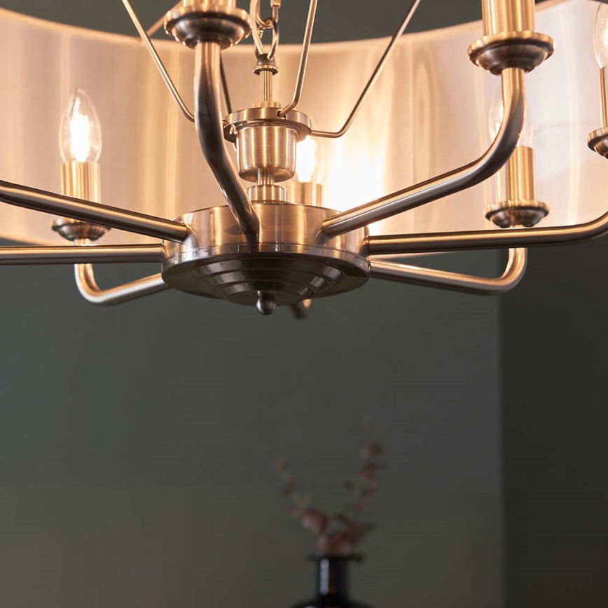 Endon 99152 - Pendel med kædeophæng HIGHCLERE 8xE14/40W/230V grå/mat krom diameter 70 cm