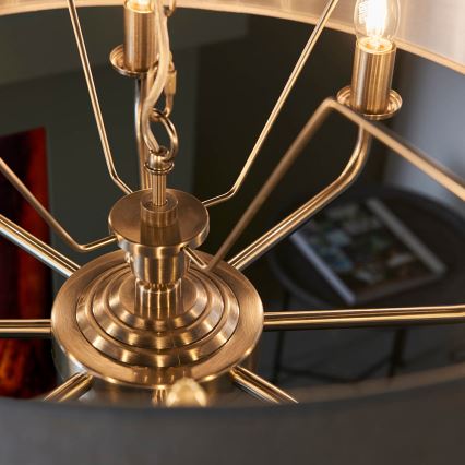 Endon 99152 - Pendel med kædeophæng HIGHCLERE 8xE14/40W/230V grå/mat krom diameter 70 cm