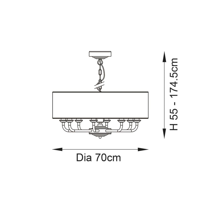 Endon 99152 - Pendel med kædeophæng HIGHCLERE 8xE14/40W/230V grå/mat krom diameter 70 cm