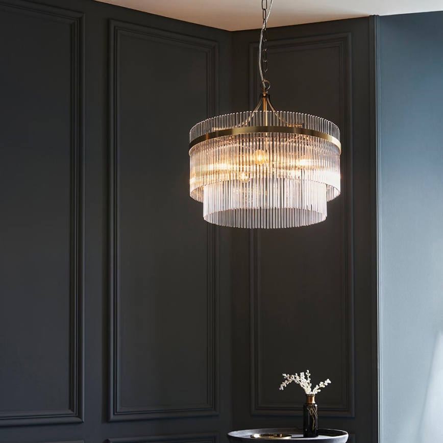 Endon 99166 - Kædeophængt lysekrone MARIETTA 5xE14/7W/230V messing/klar