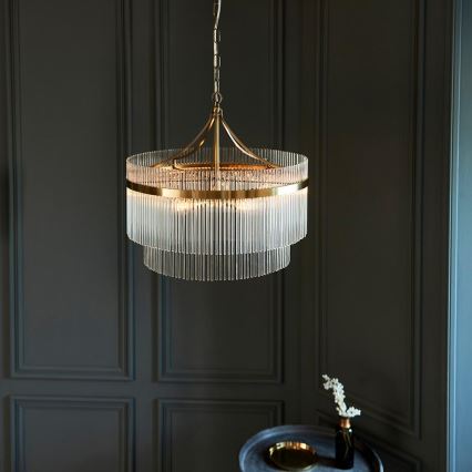 Endon 99166 - Kædeophængt lysekrone MARIETTA 5xE14/7W/230V messing/klar