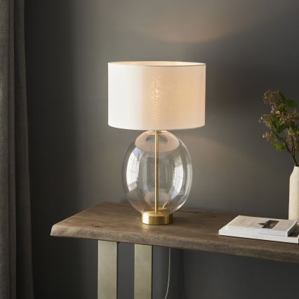 Endon 99292 - Dæmpbar bordlampe KELDA 1xE27/10W/230V creme/guld