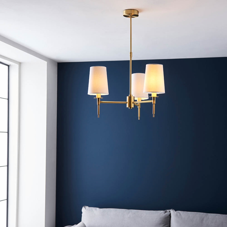 Endon 99456 - Pendellampe på stang 3xE14/6W/230V guld/hvid