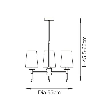 Endon 99456 - Pendellampe på stang 3xE14/6W/230V guld/hvid