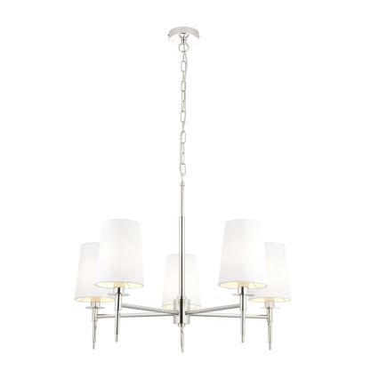 Endon 99457 - Kædeophængt lysekrone 5xE14/6W/230V poleret krom/hvid