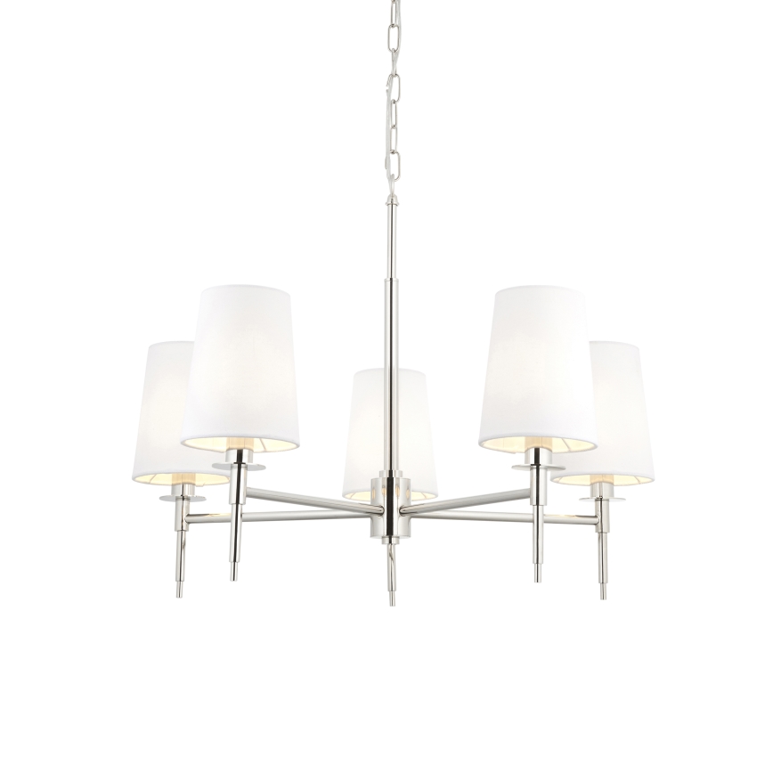 Endon 99457 - Kædeophængt lysekrone 5xE14/6W/230V poleret krom/hvid