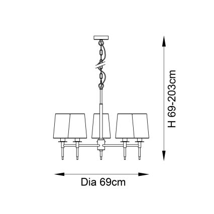 Endon 99457 - Kædeophængt lysekrone 5xE14/6W/230V poleret krom/hvid