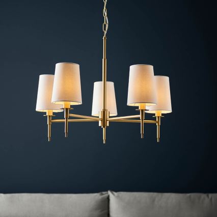 Endon 99458 - Kædeophængt lysekrone 5xE14/6W/230V guld/hvid
