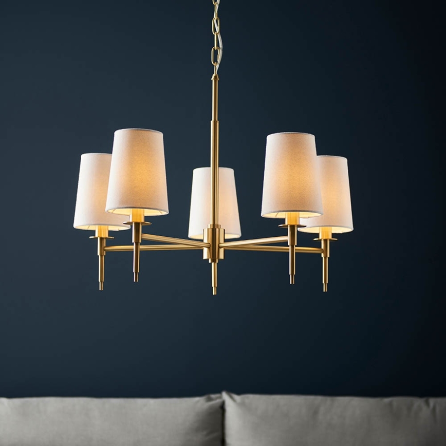 Endon 99458 - Kædeophængt lysekrone 5xE14/6W/230V guld/hvid