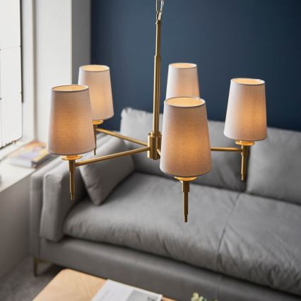 Endon 99458 - Kædeophængt lysekrone 5xE14/6W/230V guld/hvid