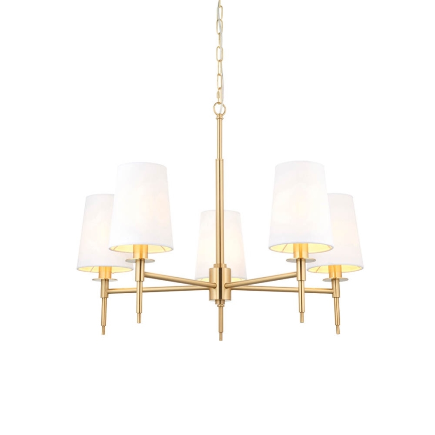 Endon 99458 - Kædeophængt lysekrone 5xE14/6W/230V guld/hvid