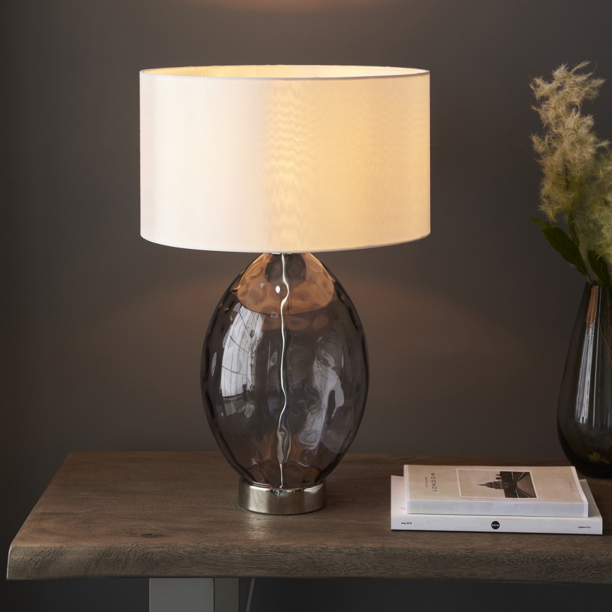 Endon 99581 - Dæmpbar bordlampe ERIN 1xE27/10W/230V cremefarvet/mat krom/røget sort