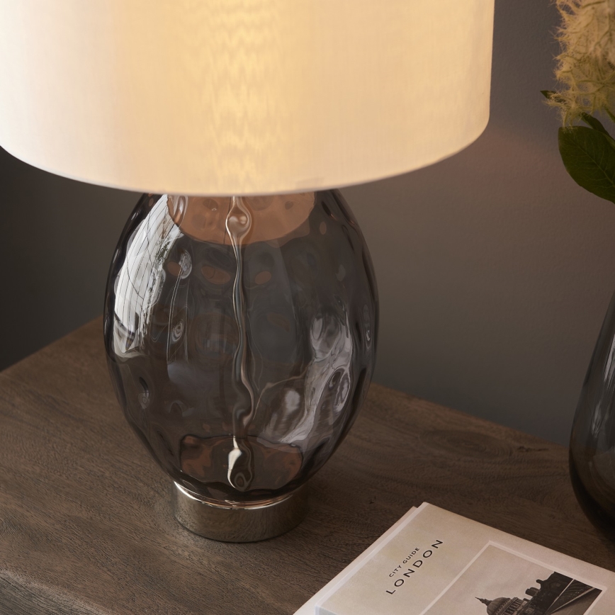 Endon 99581 - Dæmpbar bordlampe ERIN 1xE27/10W/230V cremefarvet/mat krom/røget sort