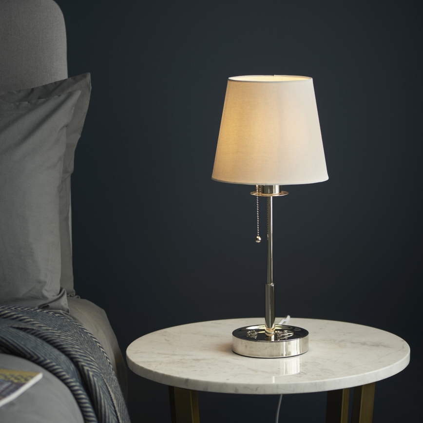 Endon 99596 - Bordlampe 1xE27/10W/230V hvid/blank krom