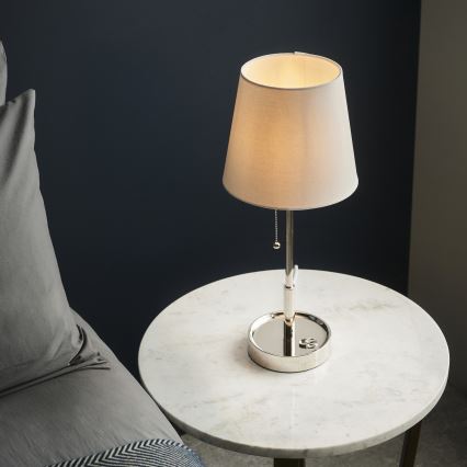 Endon 99596 - Bordlampe 1xE27/10W/230V hvid/blank krom