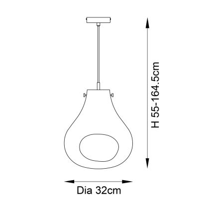 Endon 99788 - Pendel med kabel EUROPA 1xE27/10W/230V røget sort