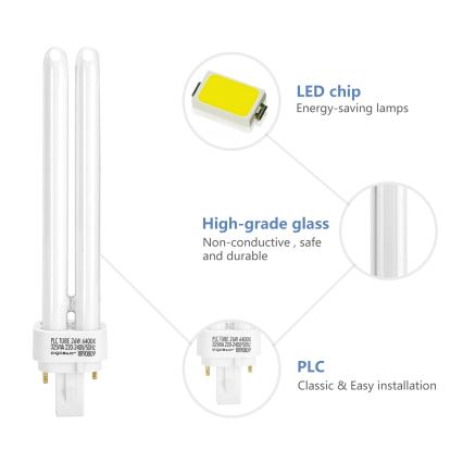 Energibesparende kompaktlysrør G24d-3/26W/230V 6500K