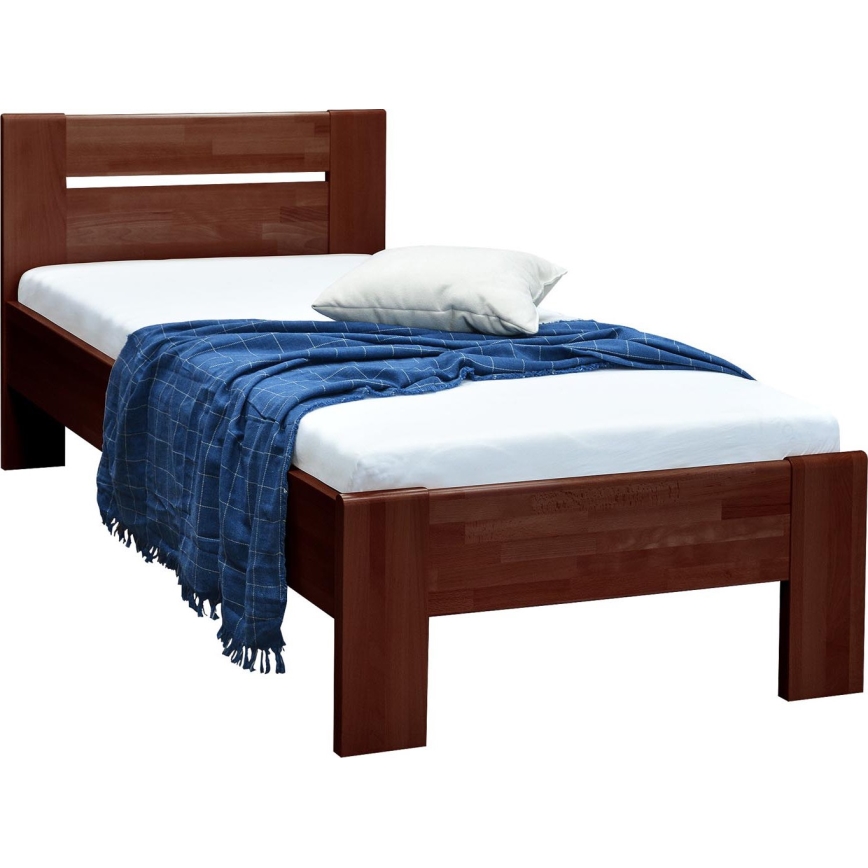 Enkeltmandseng AMBER 90x200 cm, mørk valnød