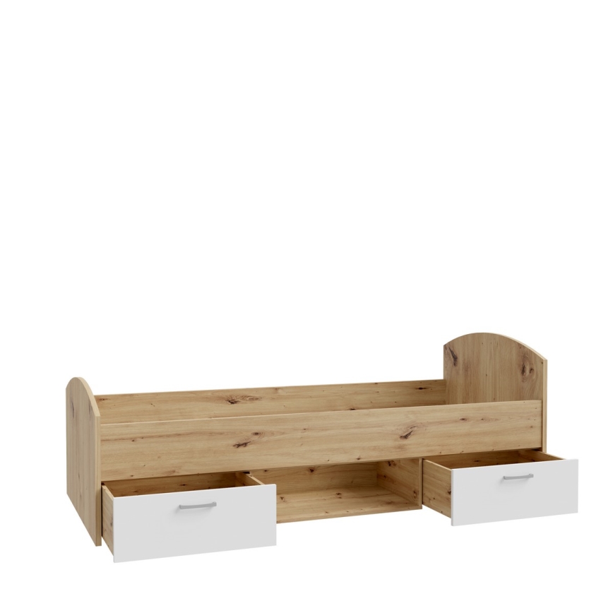 Enkeltmandseng med opbevaringsplads URO 90x200 cm artisan-eg/hvid