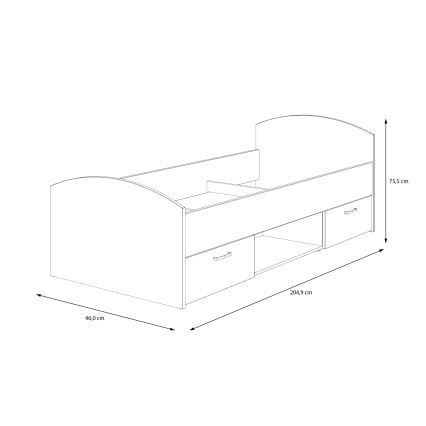 Enkeltmandseng med opbevaringsplads URO 90x200 cm artisan-eg/hvid