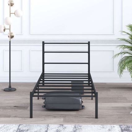 Enkeltseng i metal FERON 90x200 cm, sort, bæreevne 120 kg