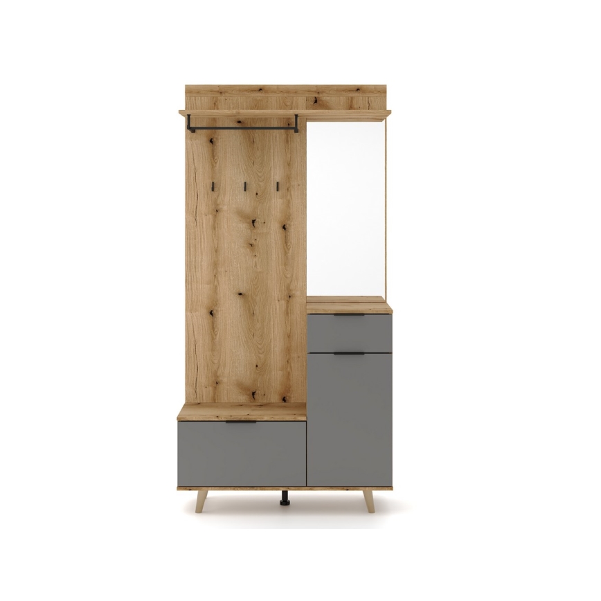 Entrémøbel med spejl SVEN, brun/grafit