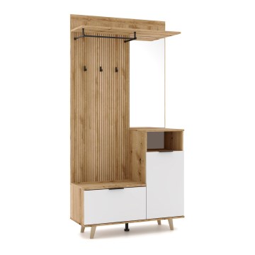 Entrémøbel med spejl SVEN brun/hvid