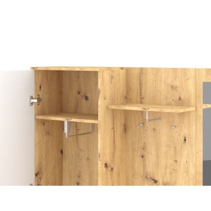 Entrévæg med spejl NOLAN eg artisan/hvid