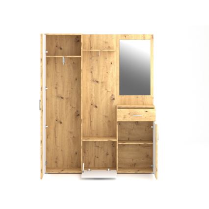 Entrévæg med spejl NOLAN eg artisan/hvid