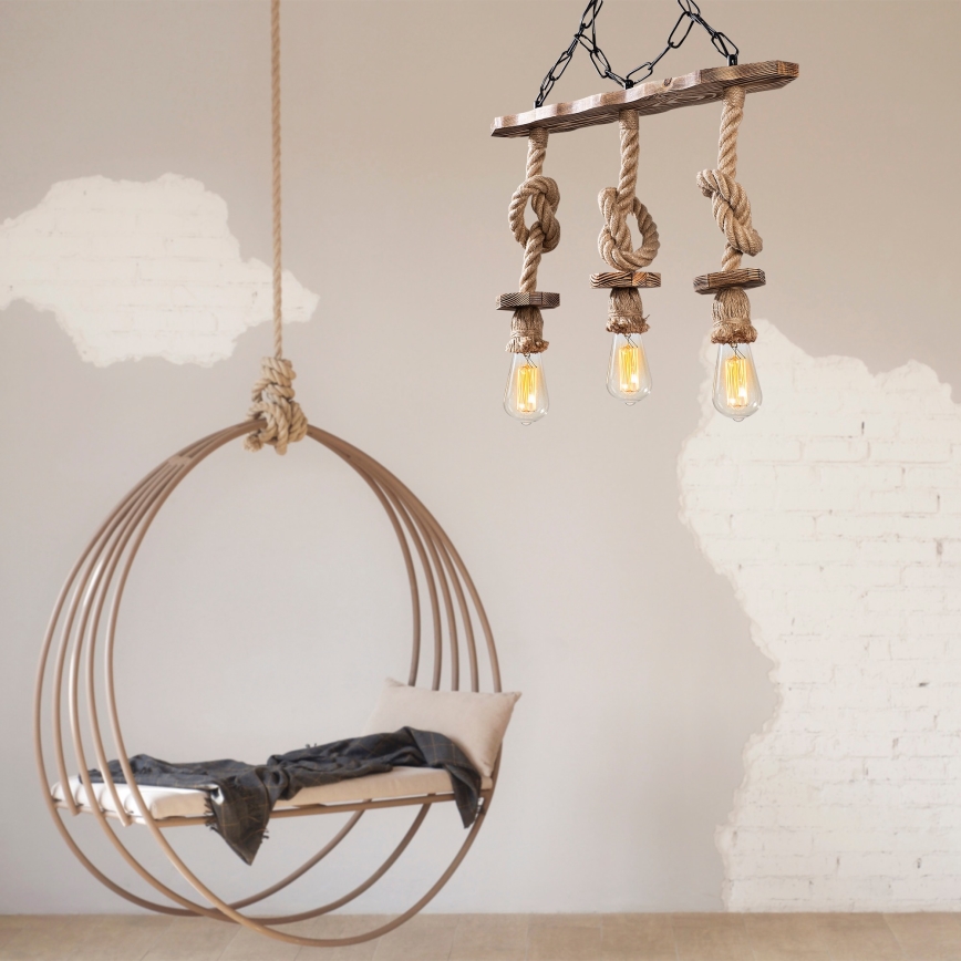 Erebos hængende lampe 3xE27/40W/230V brun