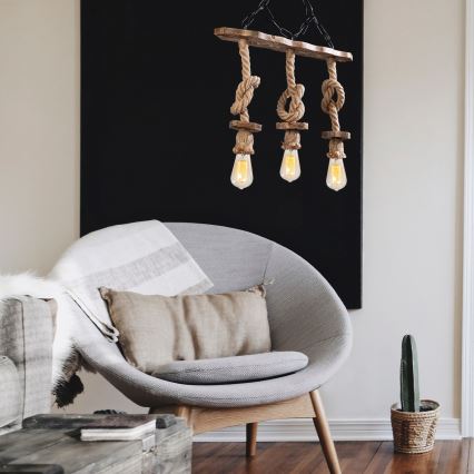 Erebos hængende lampe 3xE27/40W/230V brun