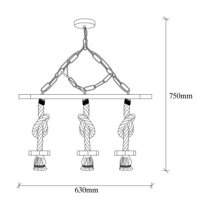 Erebos hængende lampe 3xE27/40W/230V brun