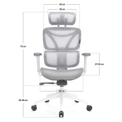 Ergonomisk kontorbord LEVANO grå/hvid/sort