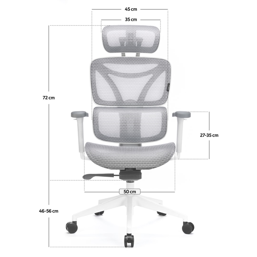 Ergonomisk kontorbord LEVANO grå/hvid/sort
