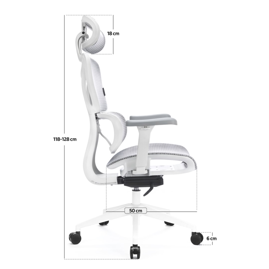 Ergonomisk kontorbord LEVANO grå/hvid/sort