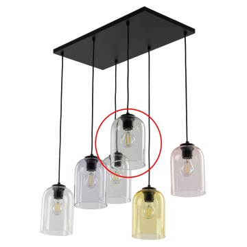 Erstatningsglas til lysekrone E27, Ø 14 cm, røget grøn