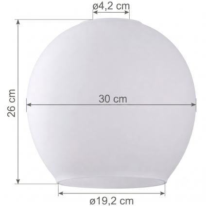Erstatningsglas til lysekrone KULA E27, Ø 30 cm, hvid