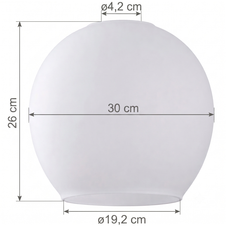 Erstatningsglas til lysekrone KULA E27, Ø 30 cm, hvid