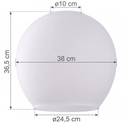 Erstatningsglas til lysekrone KULA E27, Ø 38 cm, hvid/klar