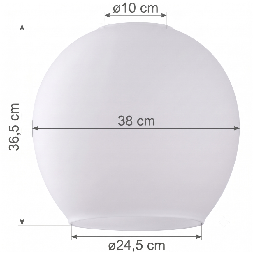 Erstatningsglas til lysekrone KULA E27, Ø 38 cm, hvid/klar
