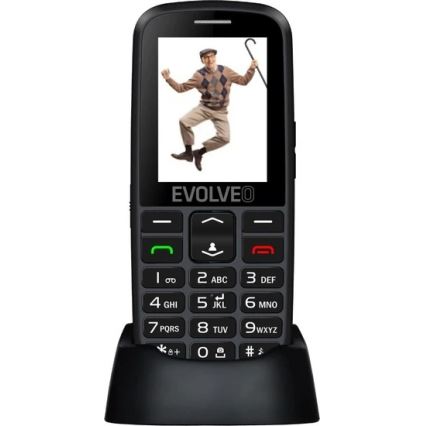 Evolveo - EasyPhone EG 2G mobiltelefon til ældre, sort