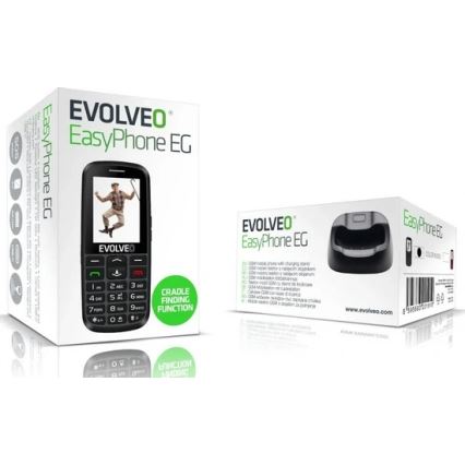 Evolveo - EasyPhone EG 2G mobiltelefon til ældre, sort